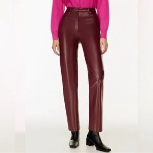 Aritzia Burgundy Faux Leather Pants